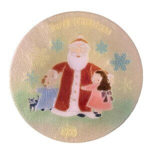 Ando Cloisonne Chistmas 1999 Art Glass Plates 5"inches